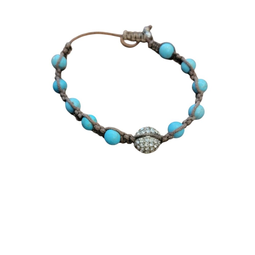 Turquoise Bead Retro Boho or Buddhist Bracelet - 9mm - Adjustable